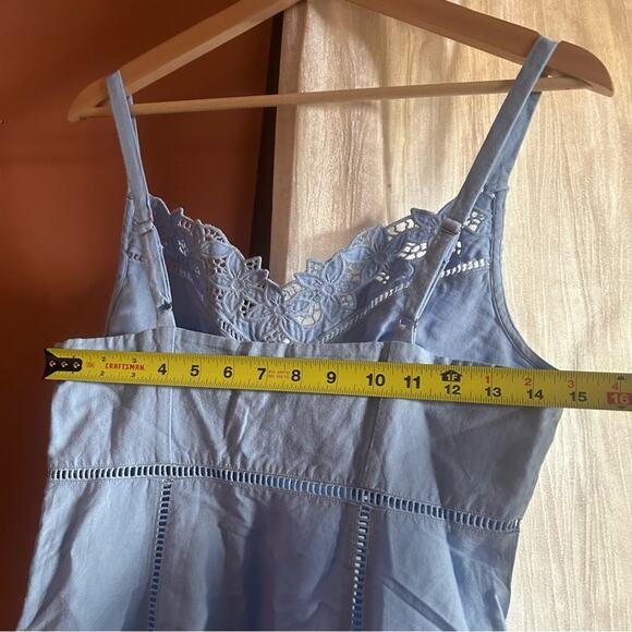 Madewell Sweetheart Midi Dress in Linen-Cotton Blend Powder Blue NEW Size 2 - Picture 6 of 9